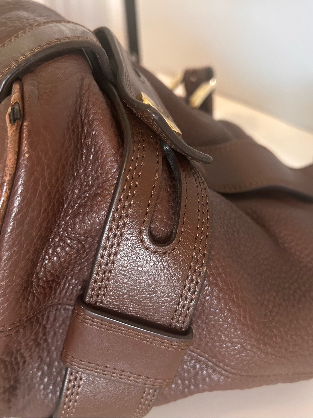 Michael Kors Chocolate Brown Pebbled Leather Shoulder Bag with Gold Hardware - Picture 9 of 13